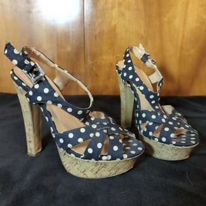 Polka dot cork heels